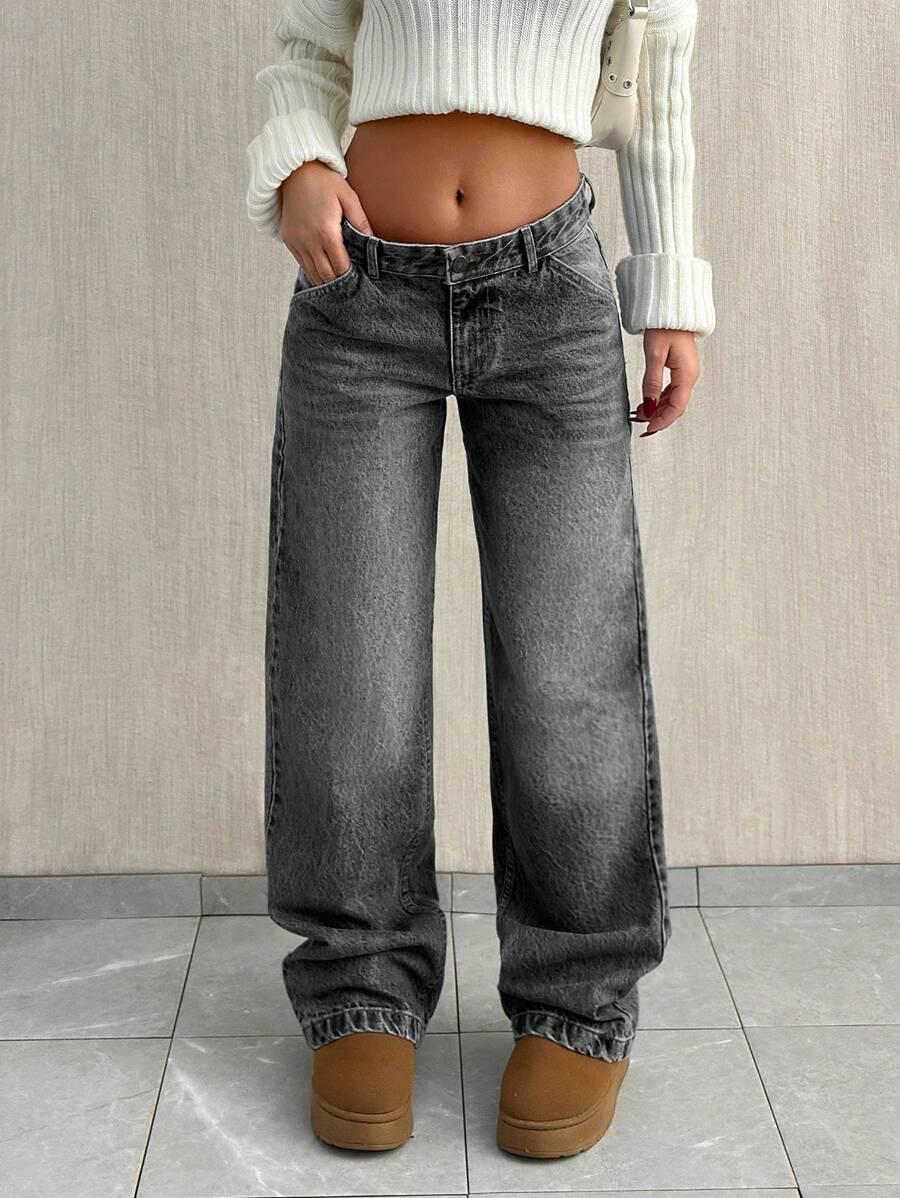 SZARE SPODNIE JEANS 