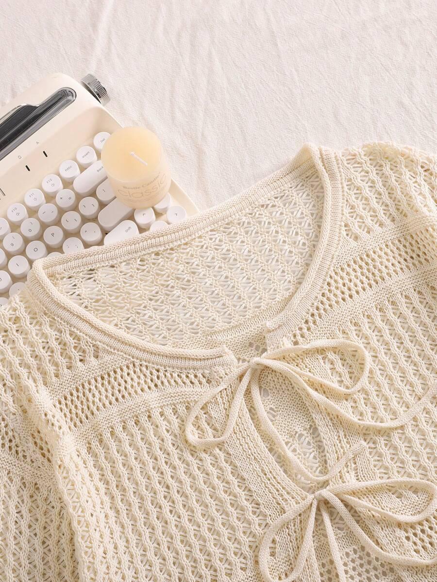 beżowy sweter wiązanie 