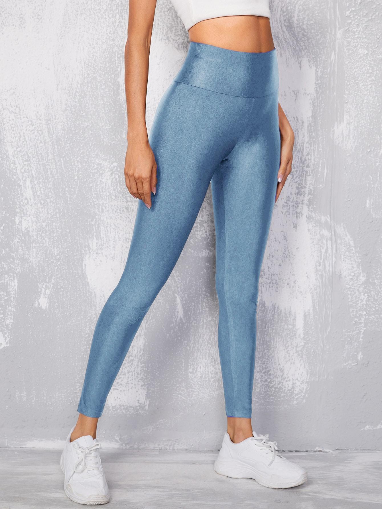 NIEBIESKIE LEGGINSY WYSOKI STAN
