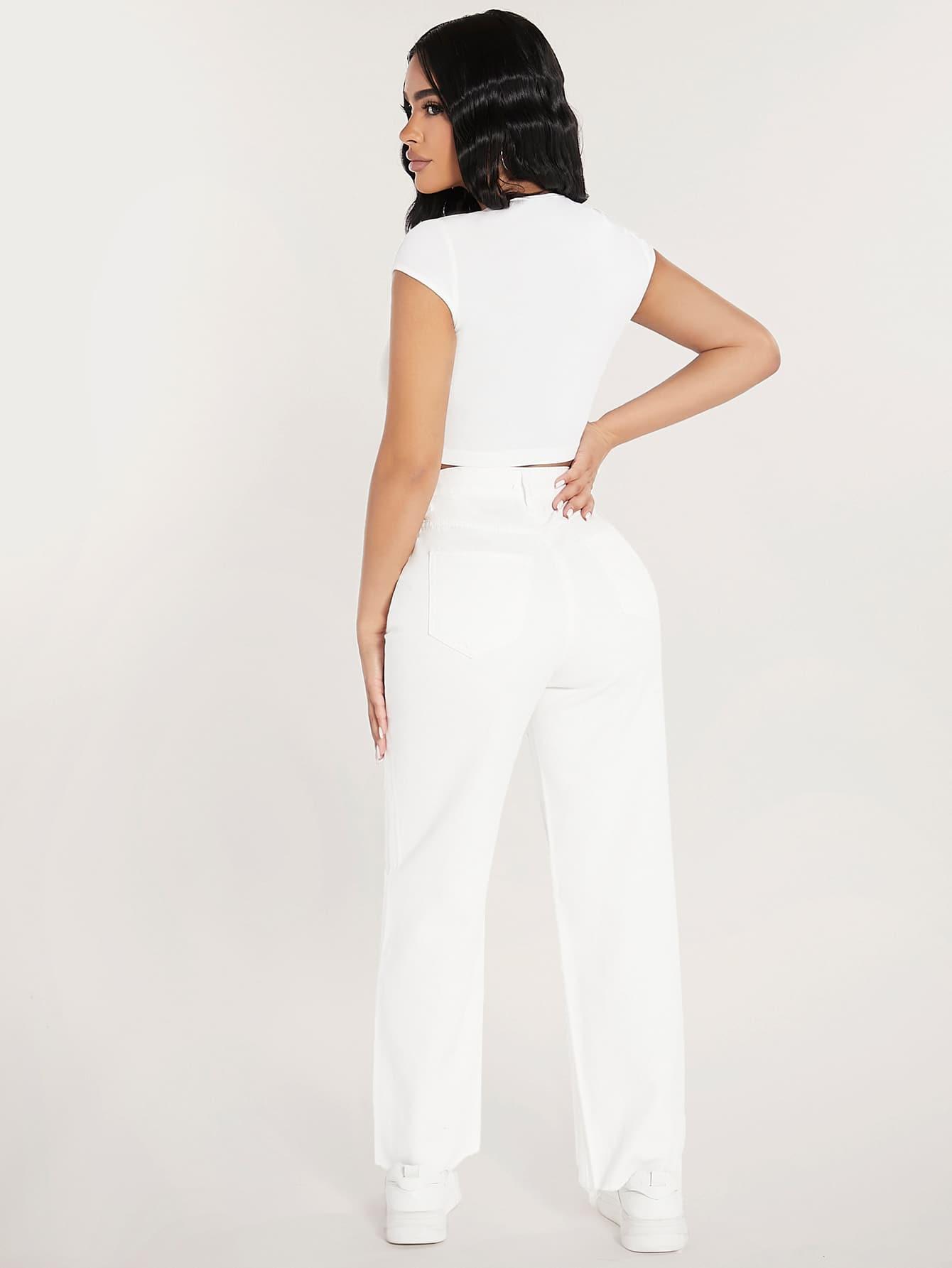 BIAŁE SPODNIE JEANS