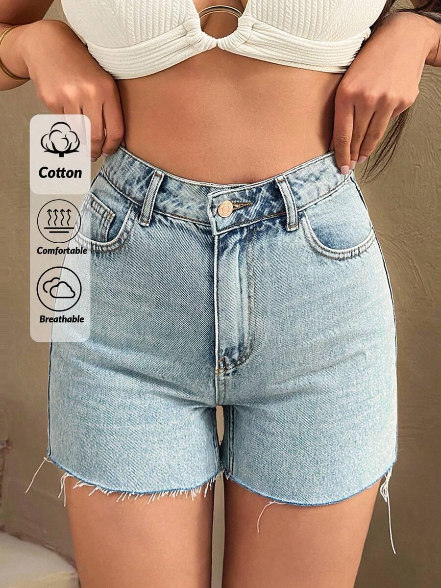 KRÓTKIE SPODENKI JEANS WYSOKI STAN KIESZENIE