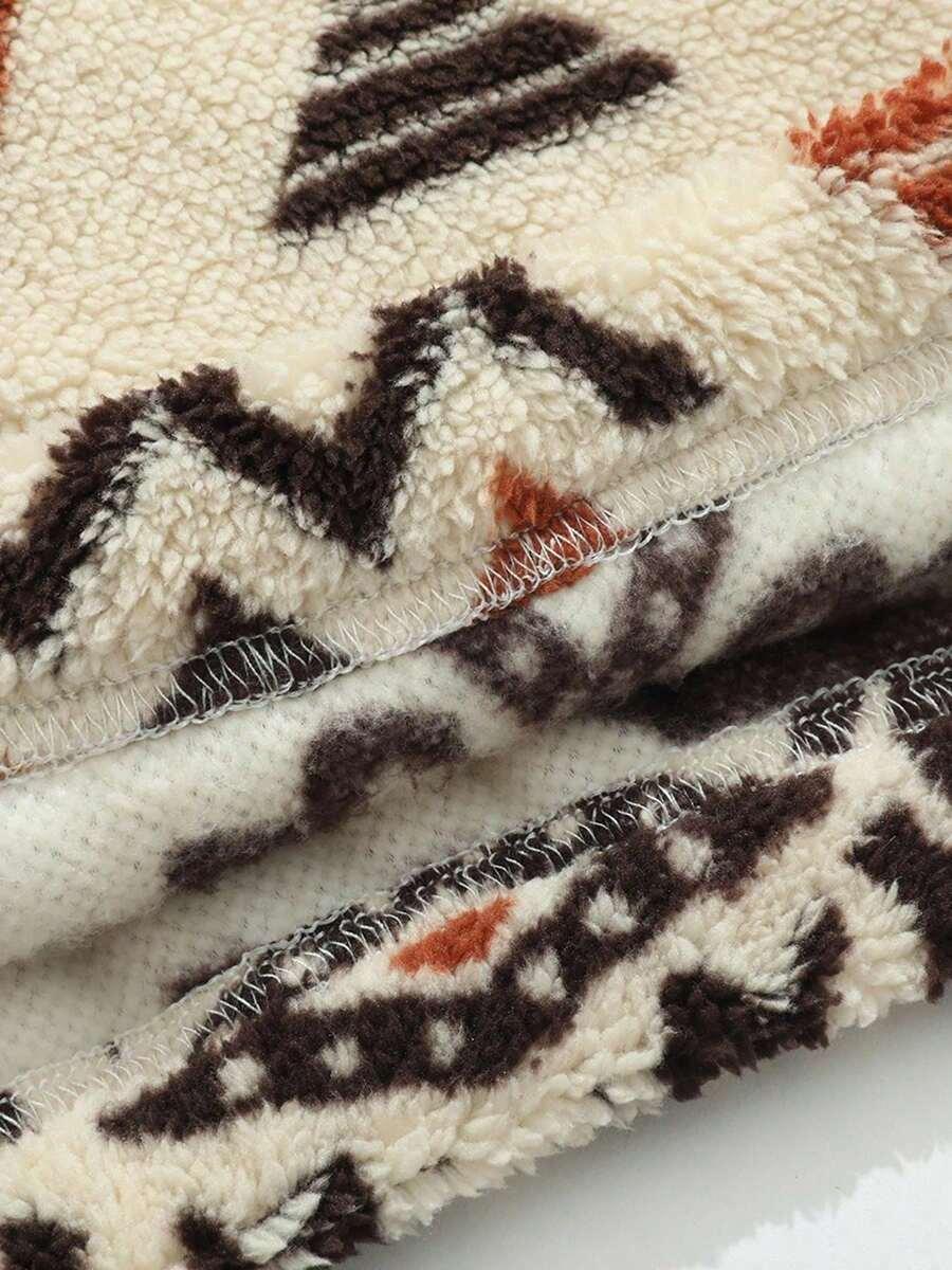 polarowa bluza zamek aztec print kontrast kieszonka