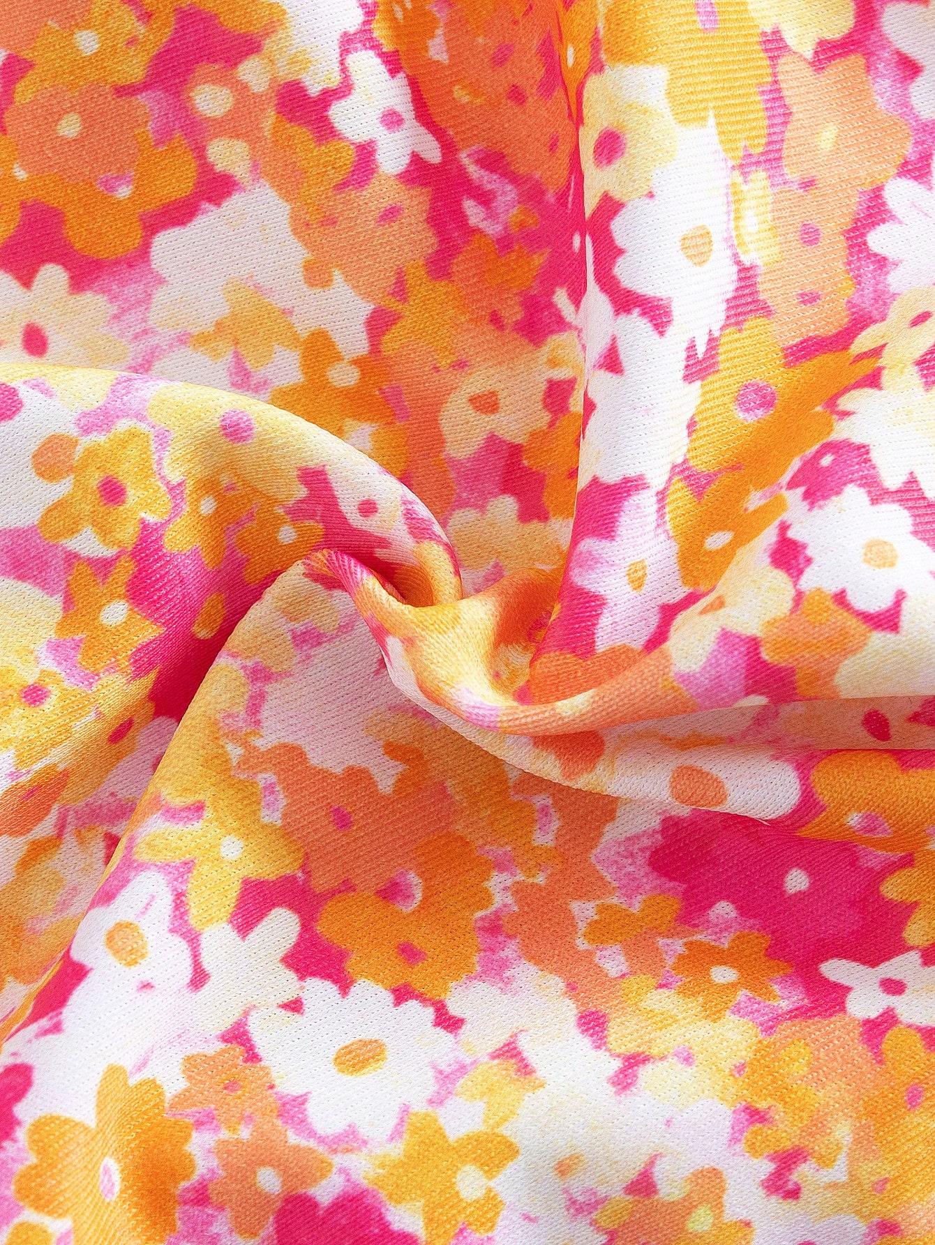 komplet bikini wiązanie print 