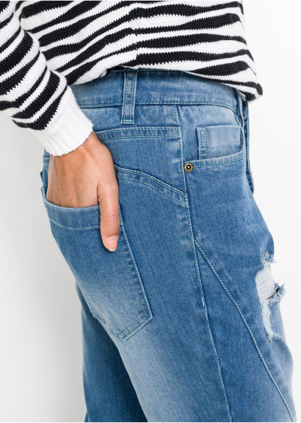 NIEBIESKIE SPODNIE JEANS RIPPED BOYFRIEND