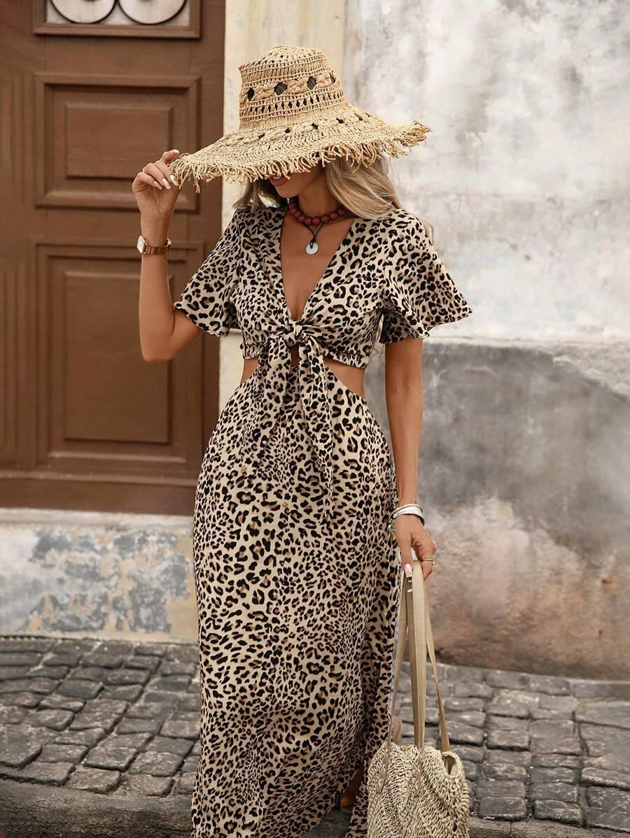MAXI SUKIENKA ANIMAL PRINT ROZCIĘCIE 