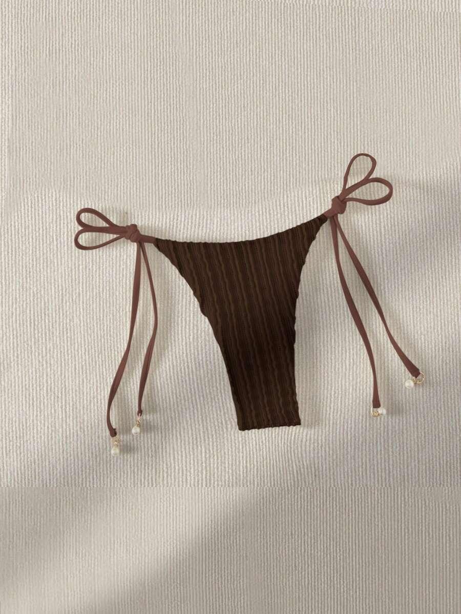 BRĄZOWY DÓŁ OD BIKINI TEKSTURA