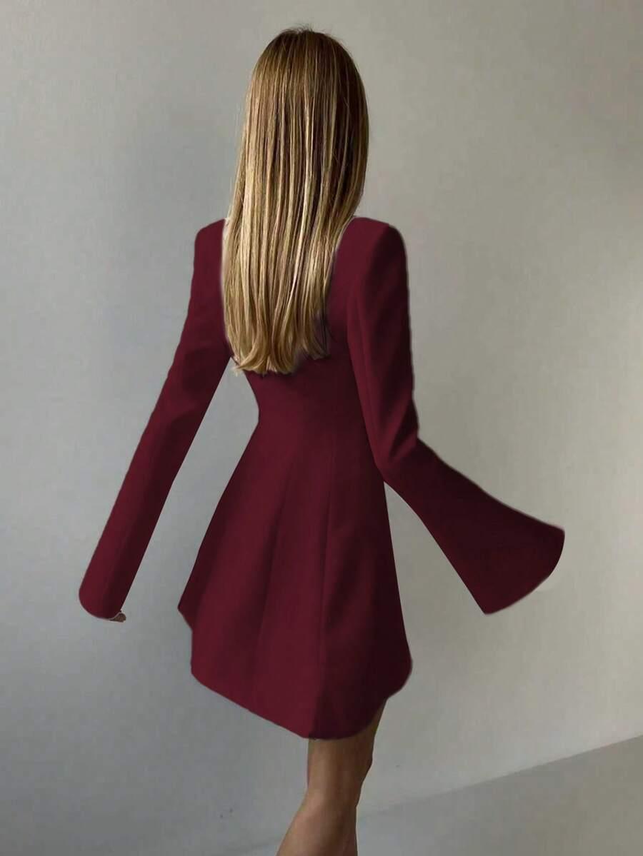 bordowa marynarkowa mini sukienka
