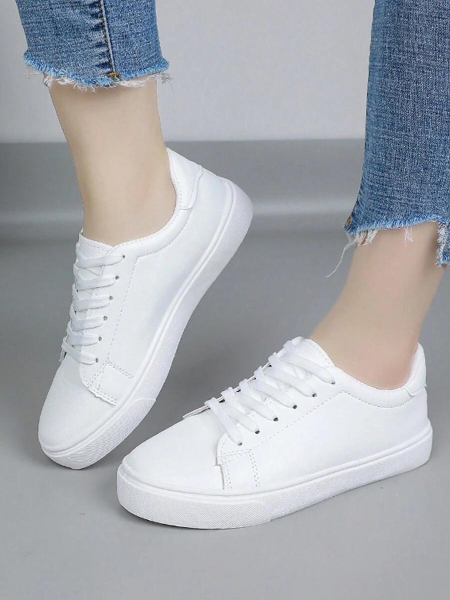 BIAŁE SZNUROWANE BUTY SPORTOWE 