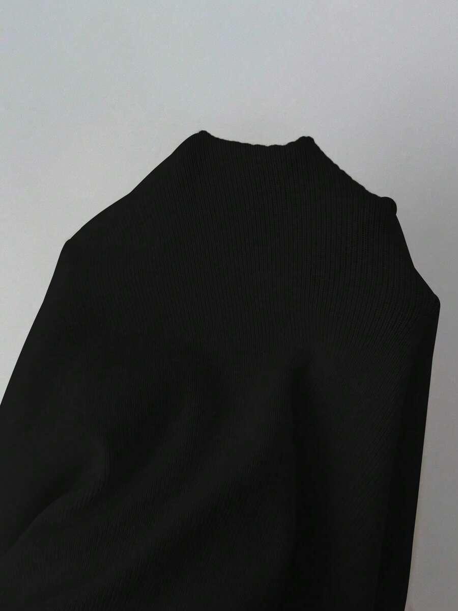 czarny dzianinowy sweter guziki 
