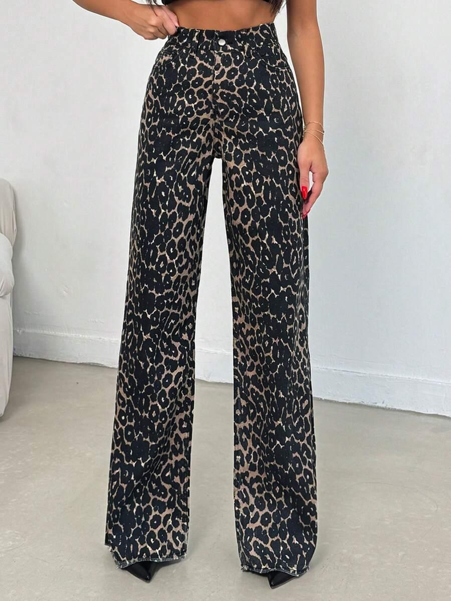 SPODNIE JEANS WYSOKI STAN ANIMAL PRINT
