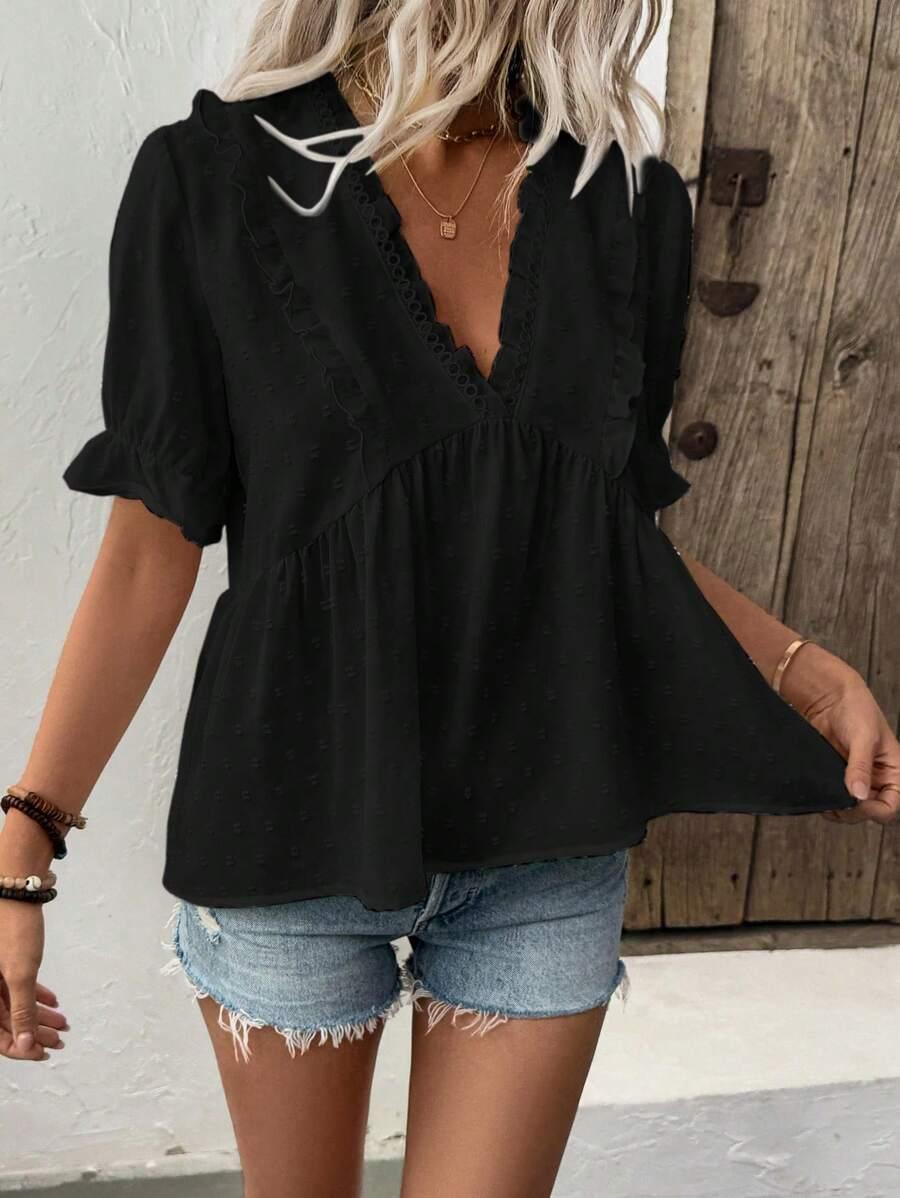 CZARNA BLUZKA V NECK