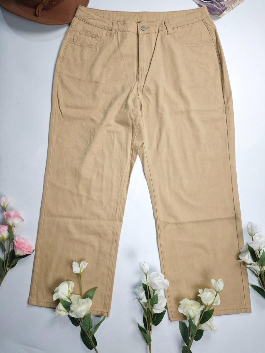 beżowe spodnie jeans 