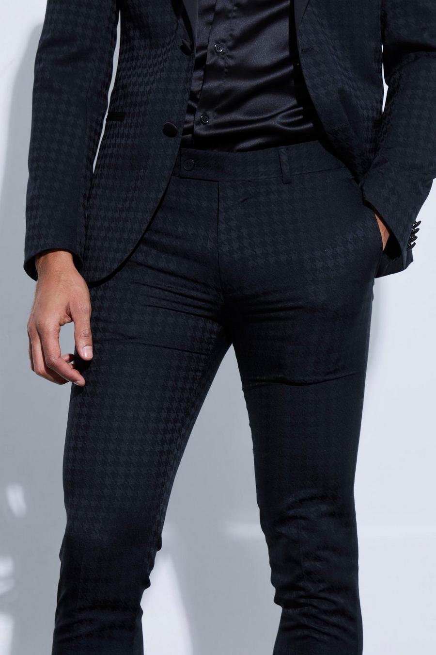 czarne spodnie skinny wzór pepitka