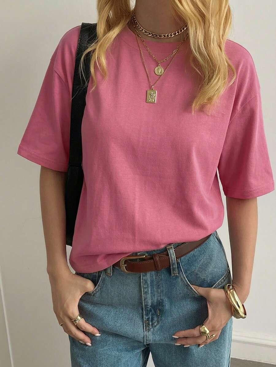 RÓŻOWY T-SHIRT OVERSIZE