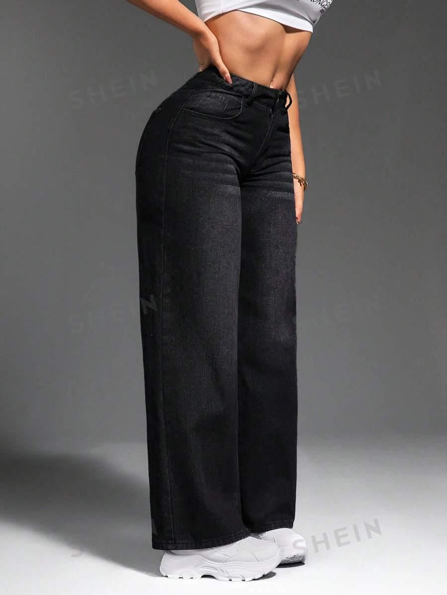 CZARNE SPODNIE JEANS 