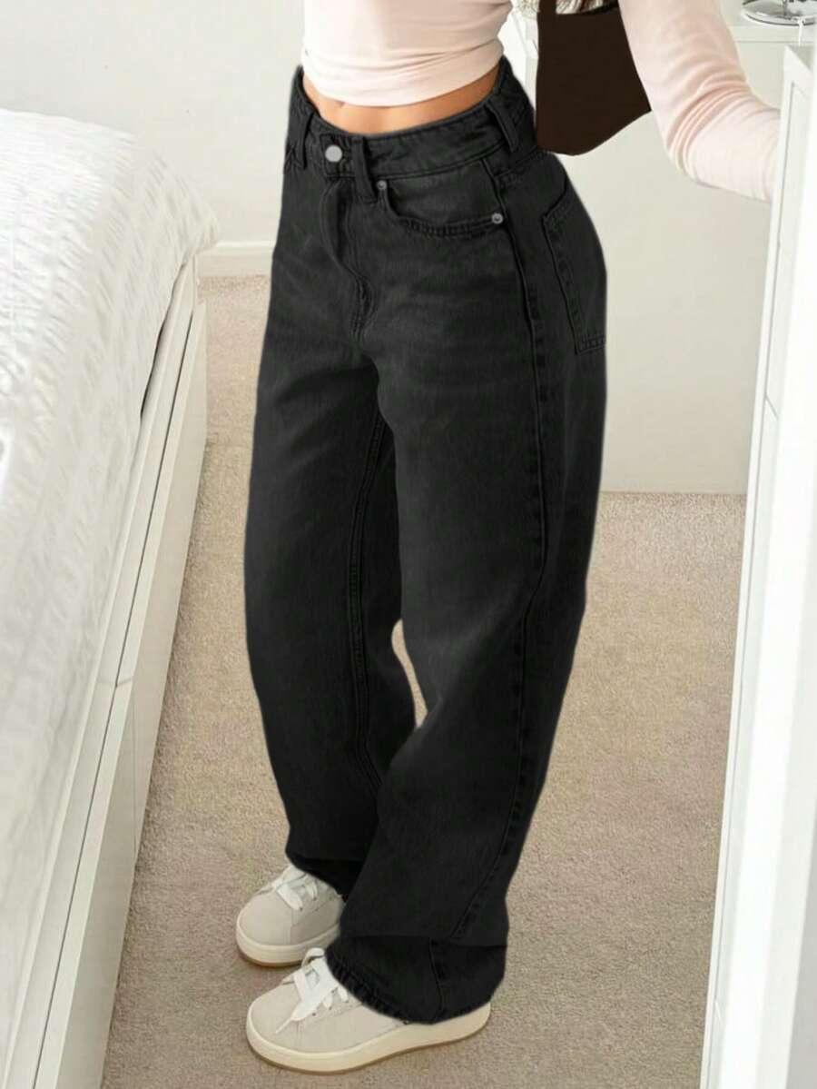 CZARNE SPODNIE JEANS