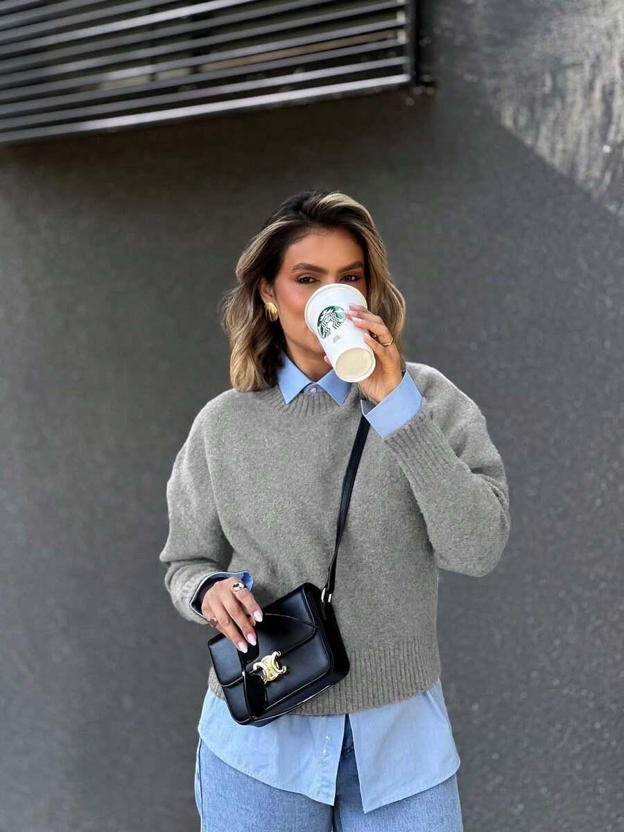 sweter z domieszką wełny 
