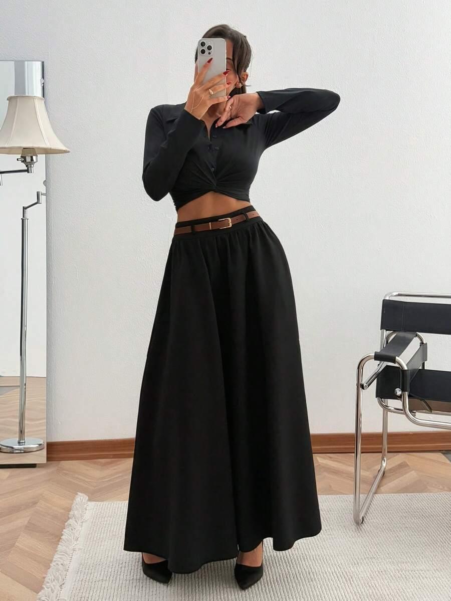 czarna maxi spódnica 