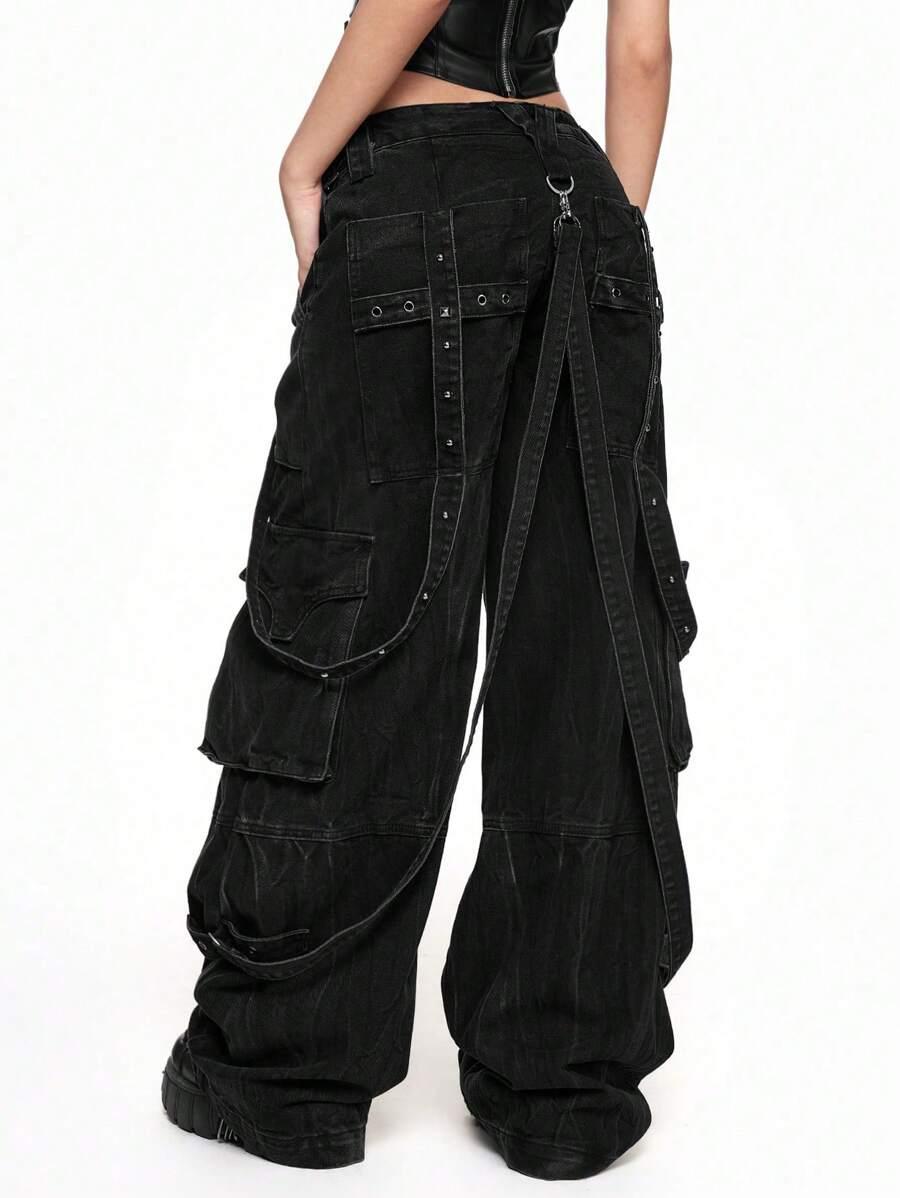 CZARNE SPODNIE JEANS 
