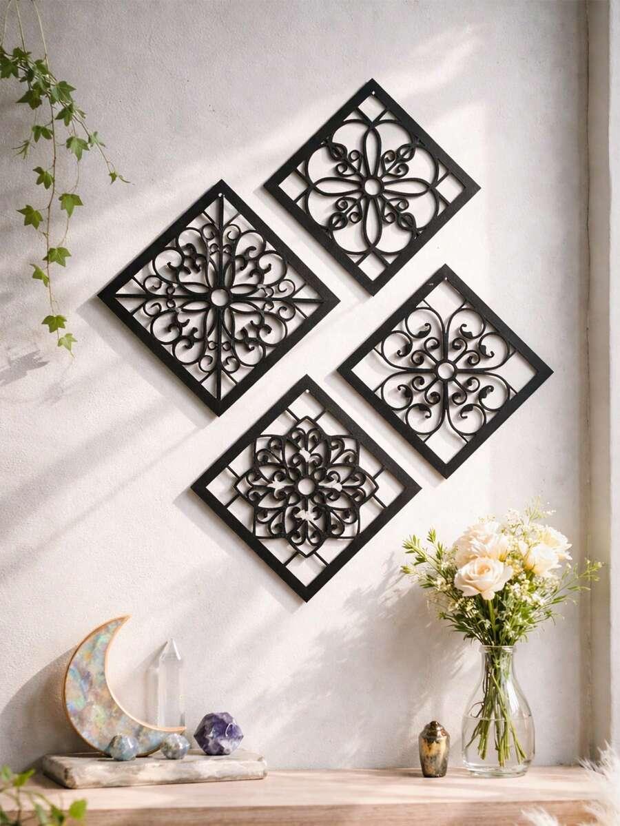 drewniane dekoracje ścienne 4-pack