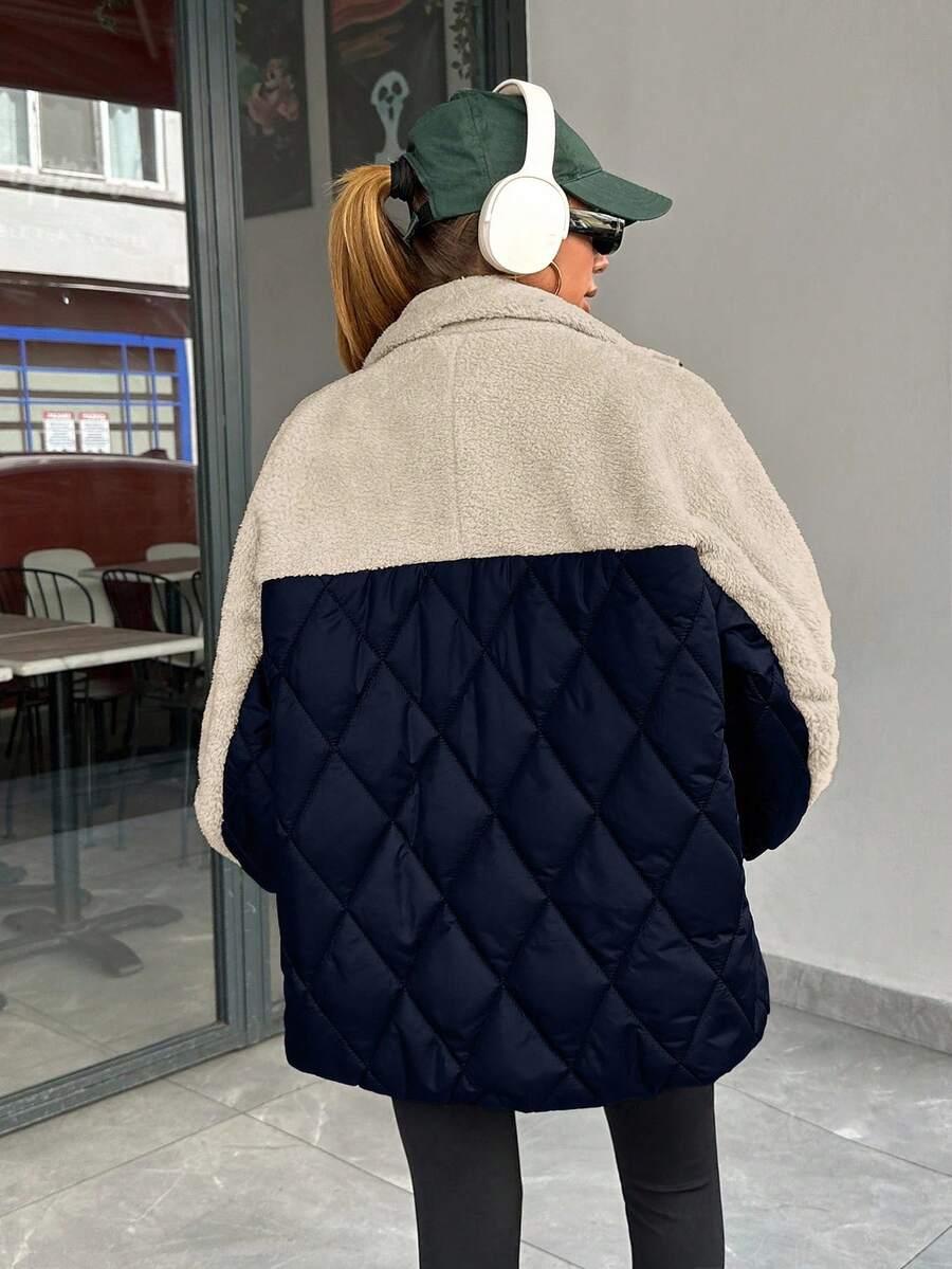 pikowana kurtka oversize łączenie zamek