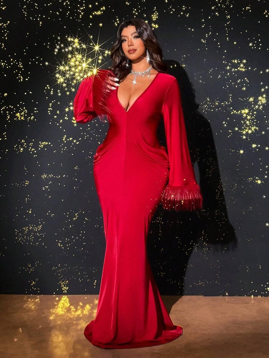 CZERWONA MAXI SUKIENKA