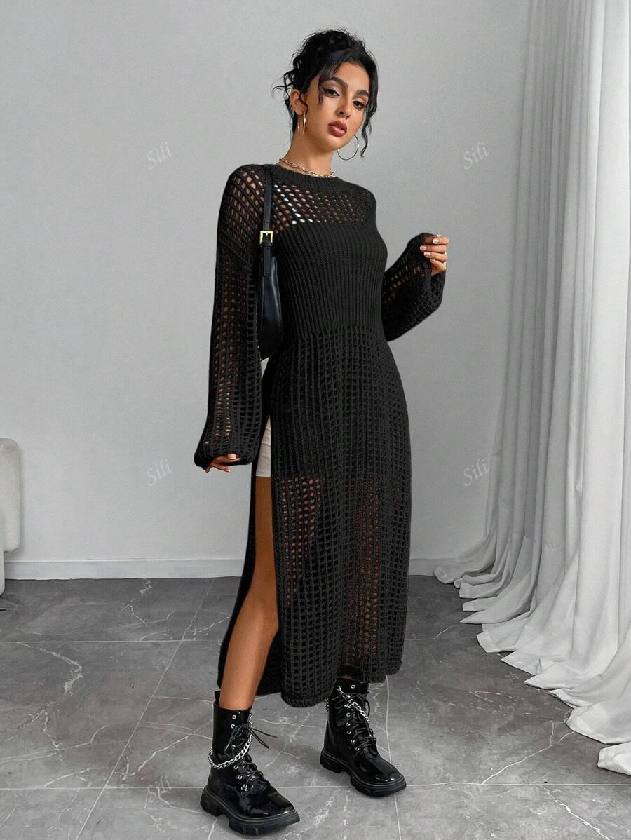 CZARNY SWETER DZIANINA