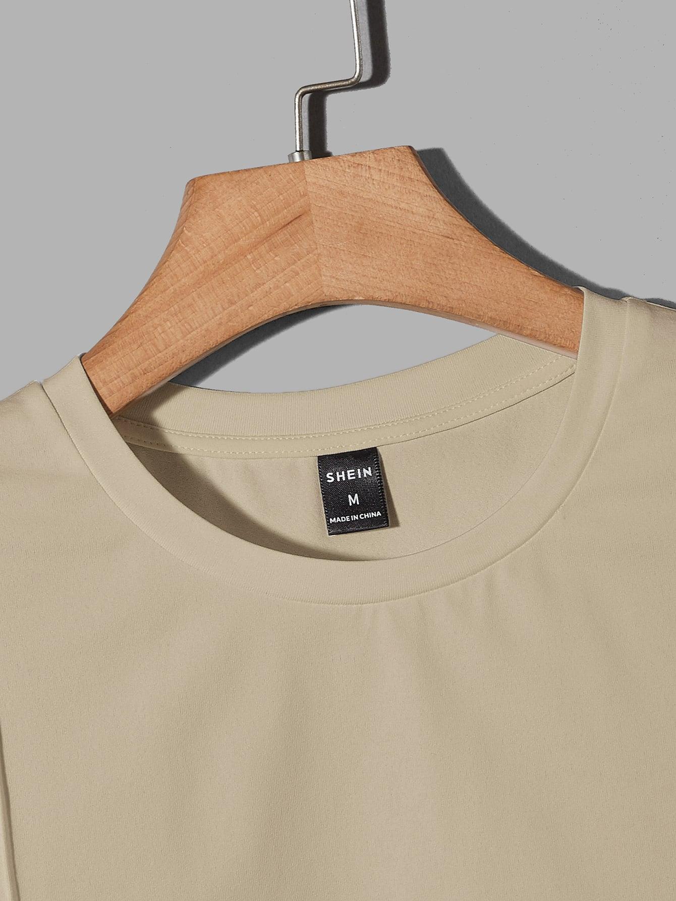 beżowy t-shirt okrągły dekolt