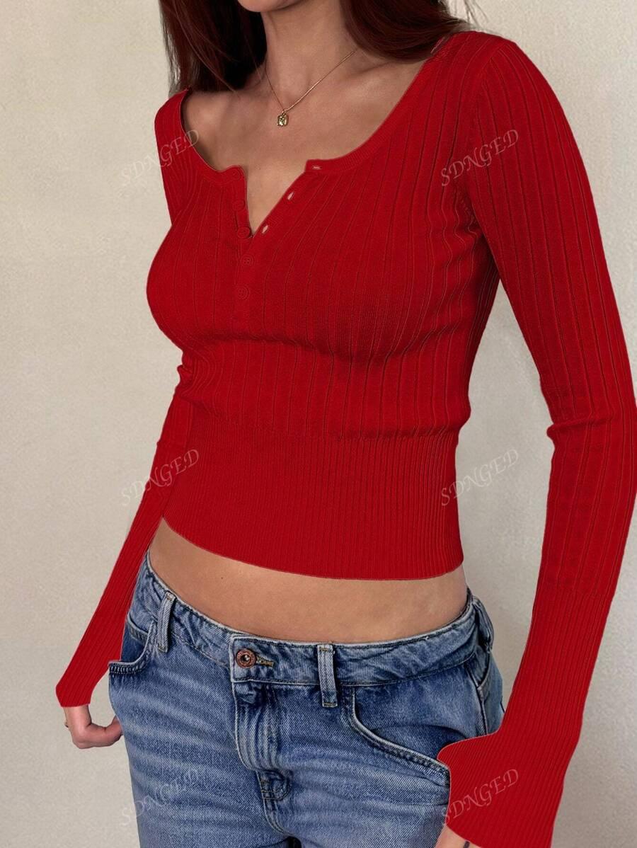 CZERWONY SWETER DZIANINA 