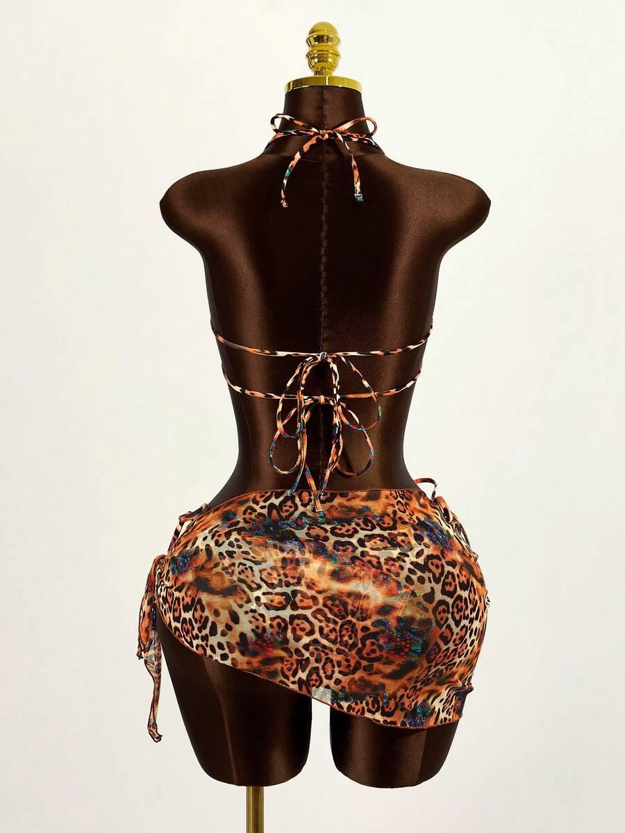 komplet bikini sarong animal print