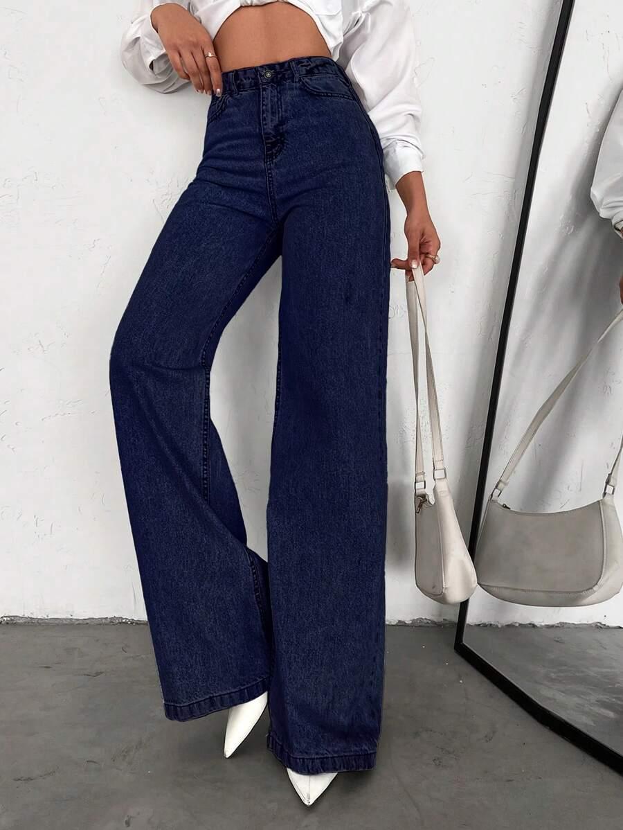 GRANATOWE SPODNIE JEANS