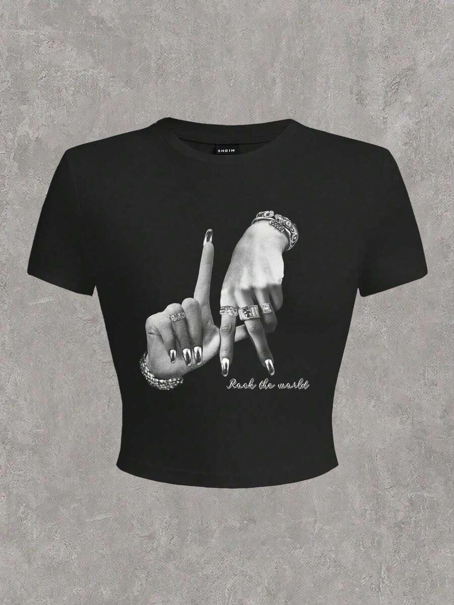 CZARNY CROP TOP print