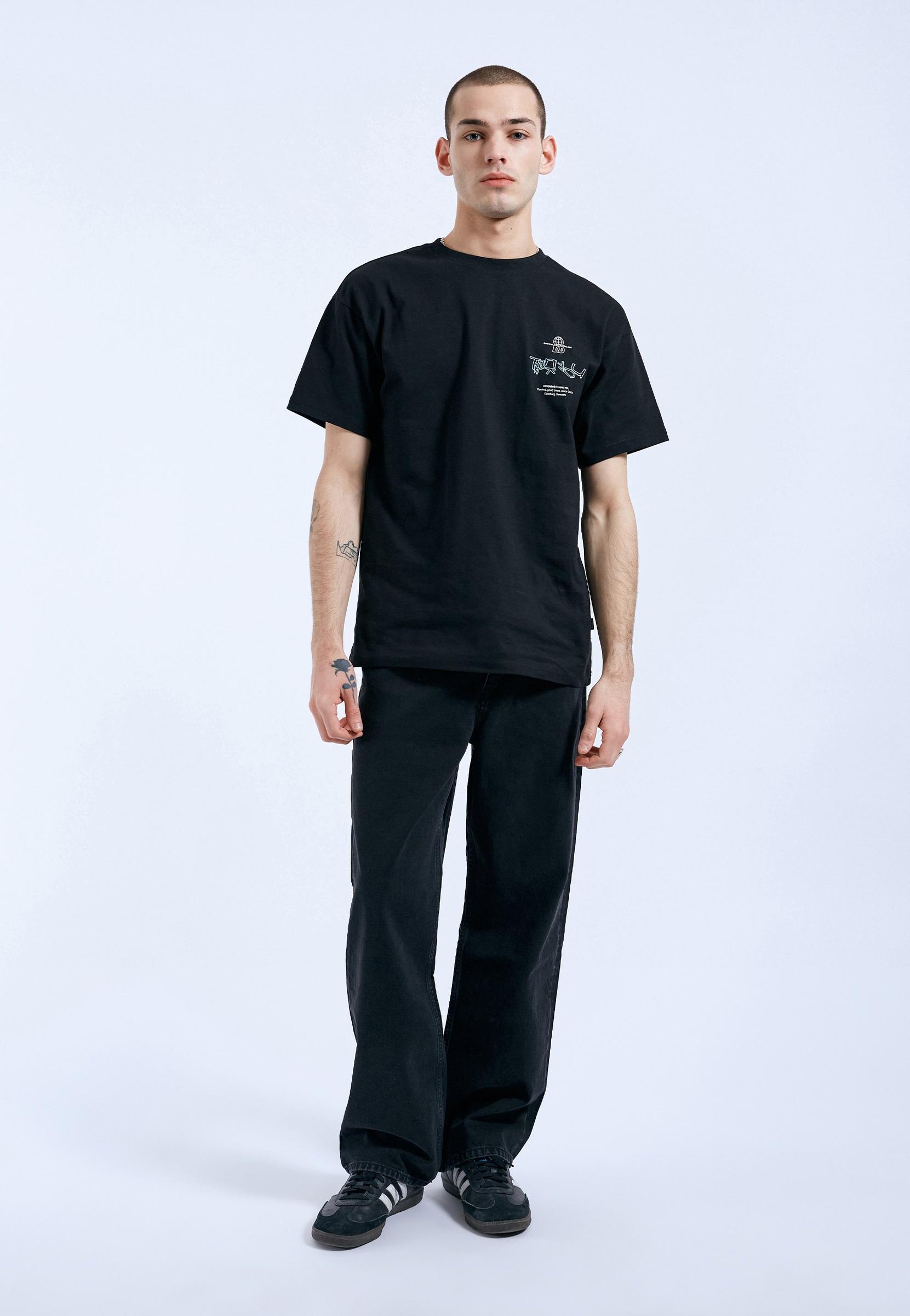 czarny t-shirt nadruk
