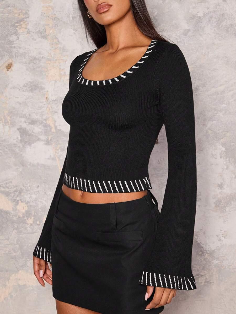 czarny dzianinowy top