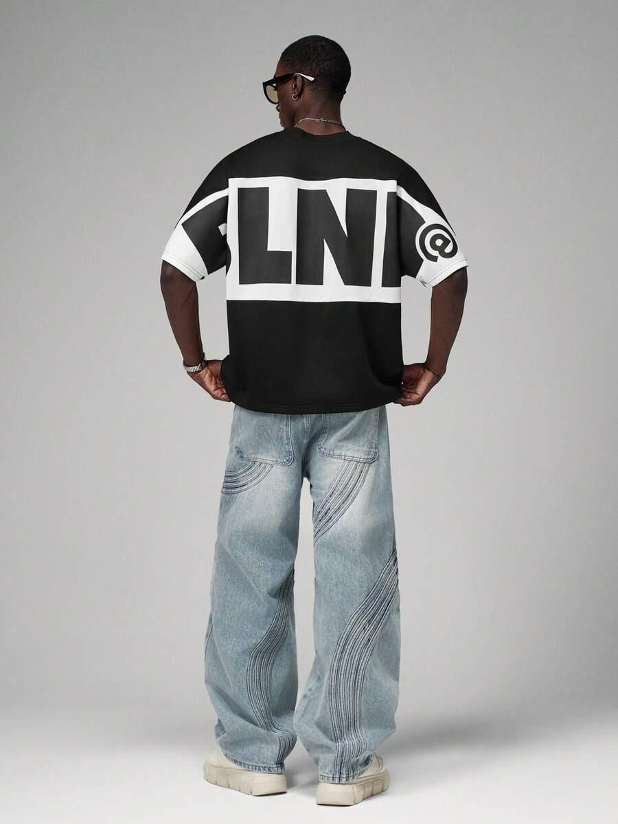 CZARNY T-SHIRT NADRUK