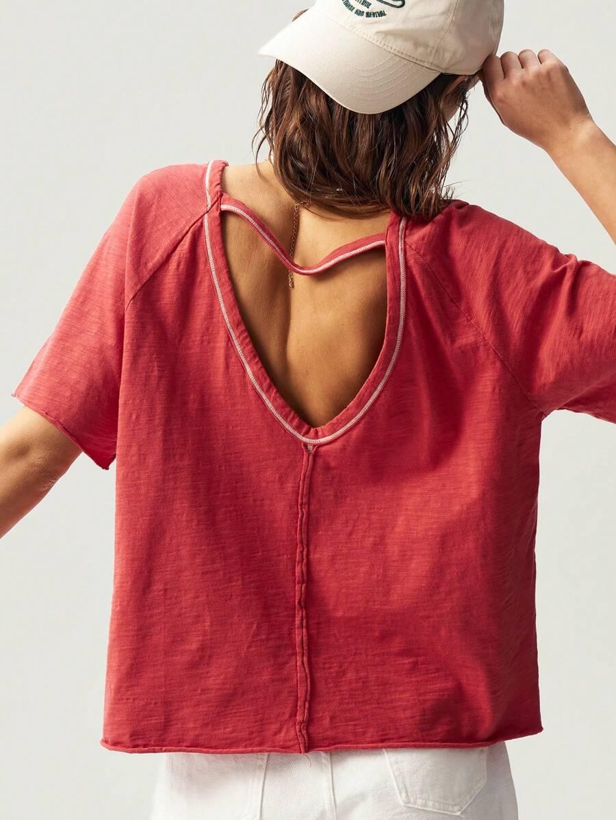 bluzka z krótkim rękawem v-neck