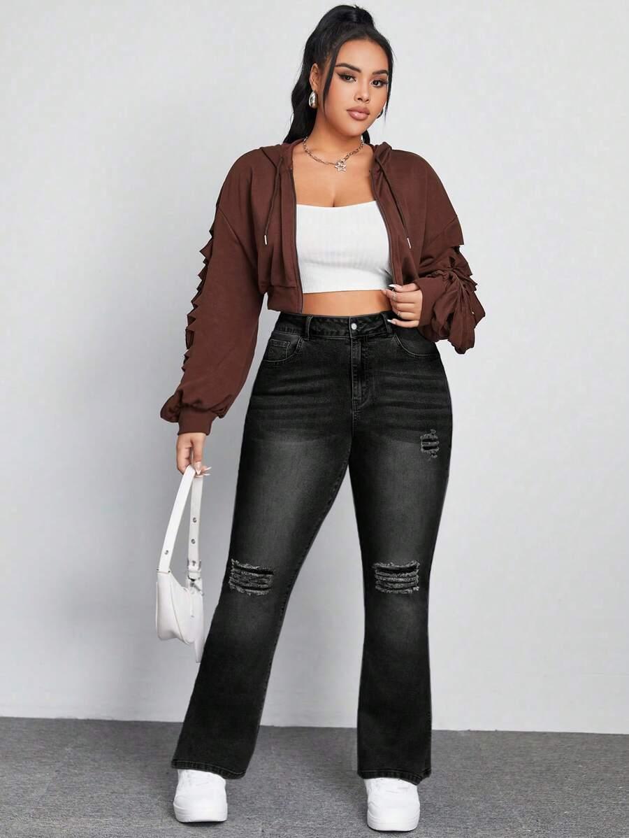 czarne spodnie jeans przetarcia 