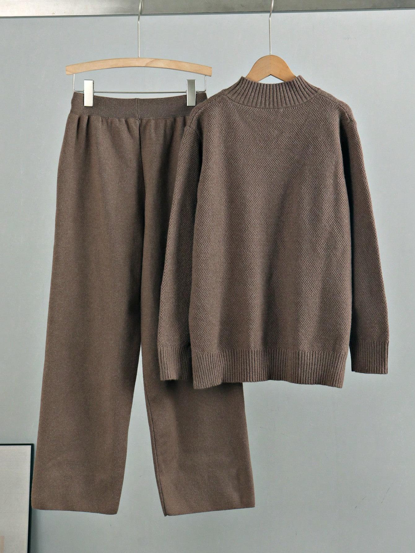 BRĄZOWY SWETER DŁUGI RĘKAW