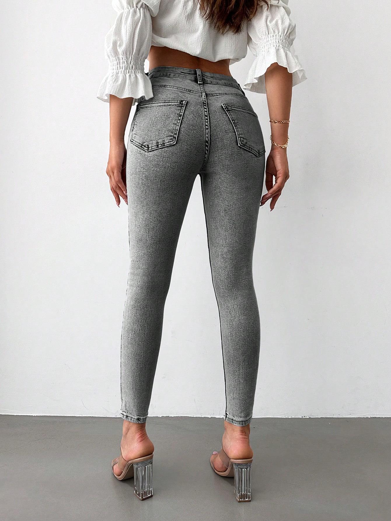SZARE SPODNIE JEANS