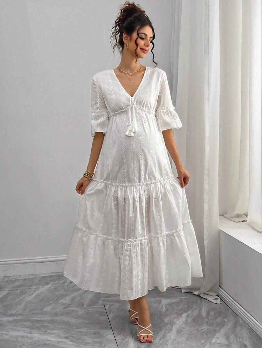 BIAŁA SUKIENKA V-NECK