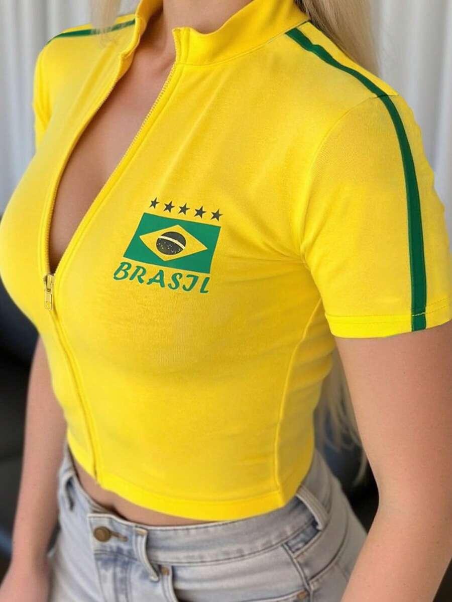 żółty krótki top