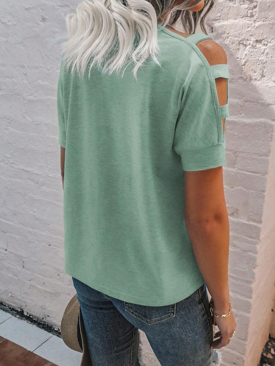 zielony t-shirt wycięcia 