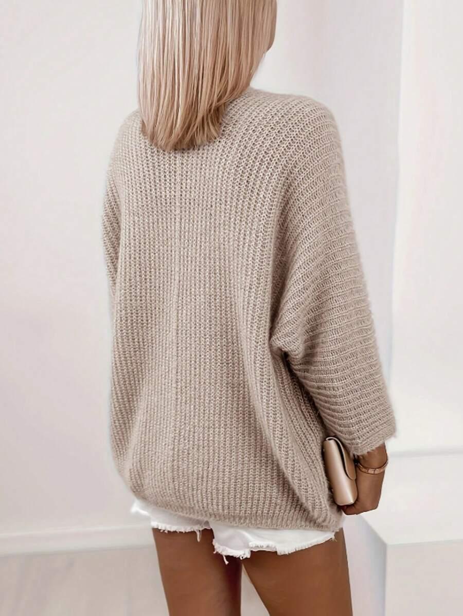 BEŻOWY SWETER DŁUGI RĘKAW