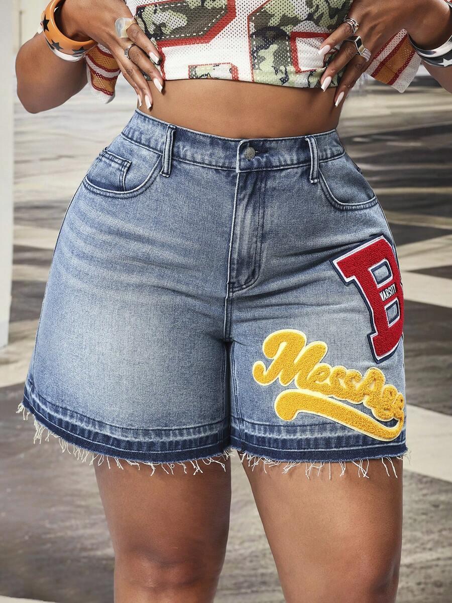 spodenki jeansowe nadruk