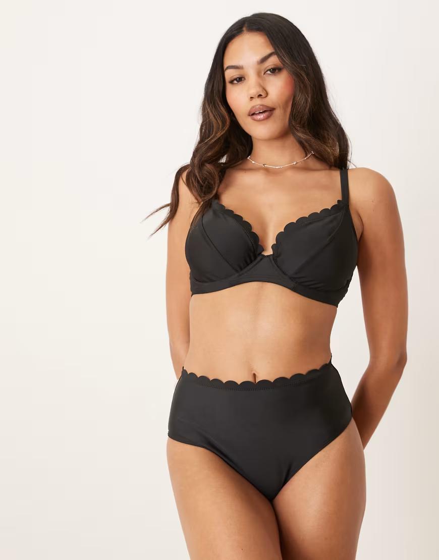 czarny DÓŁ OD BIKINI WYSOKI STAN