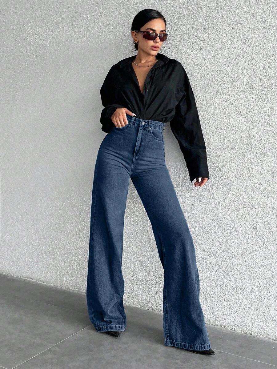 GRANATOWE SPODNIE JEANS