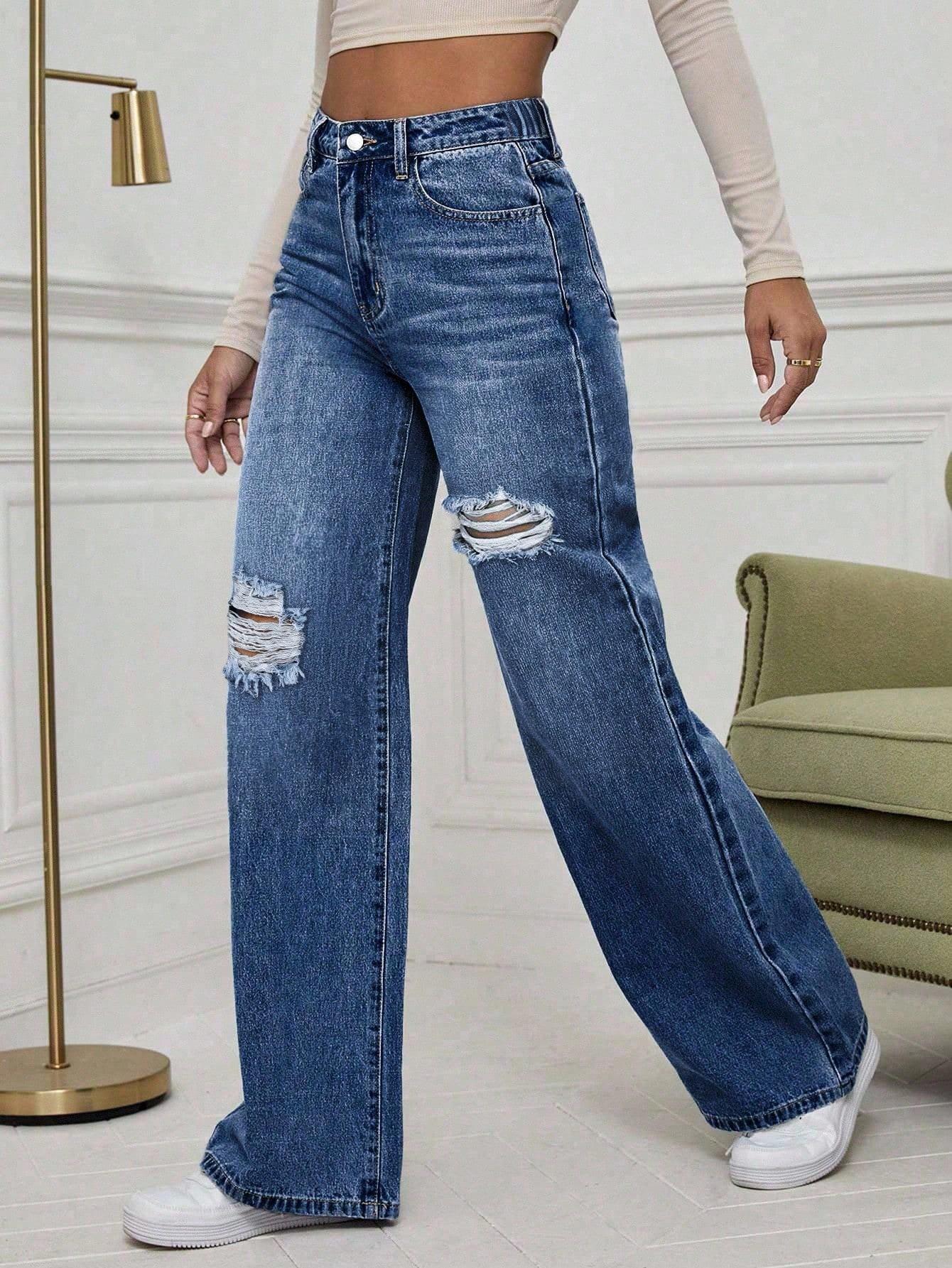 proste spodnie jeans dziury