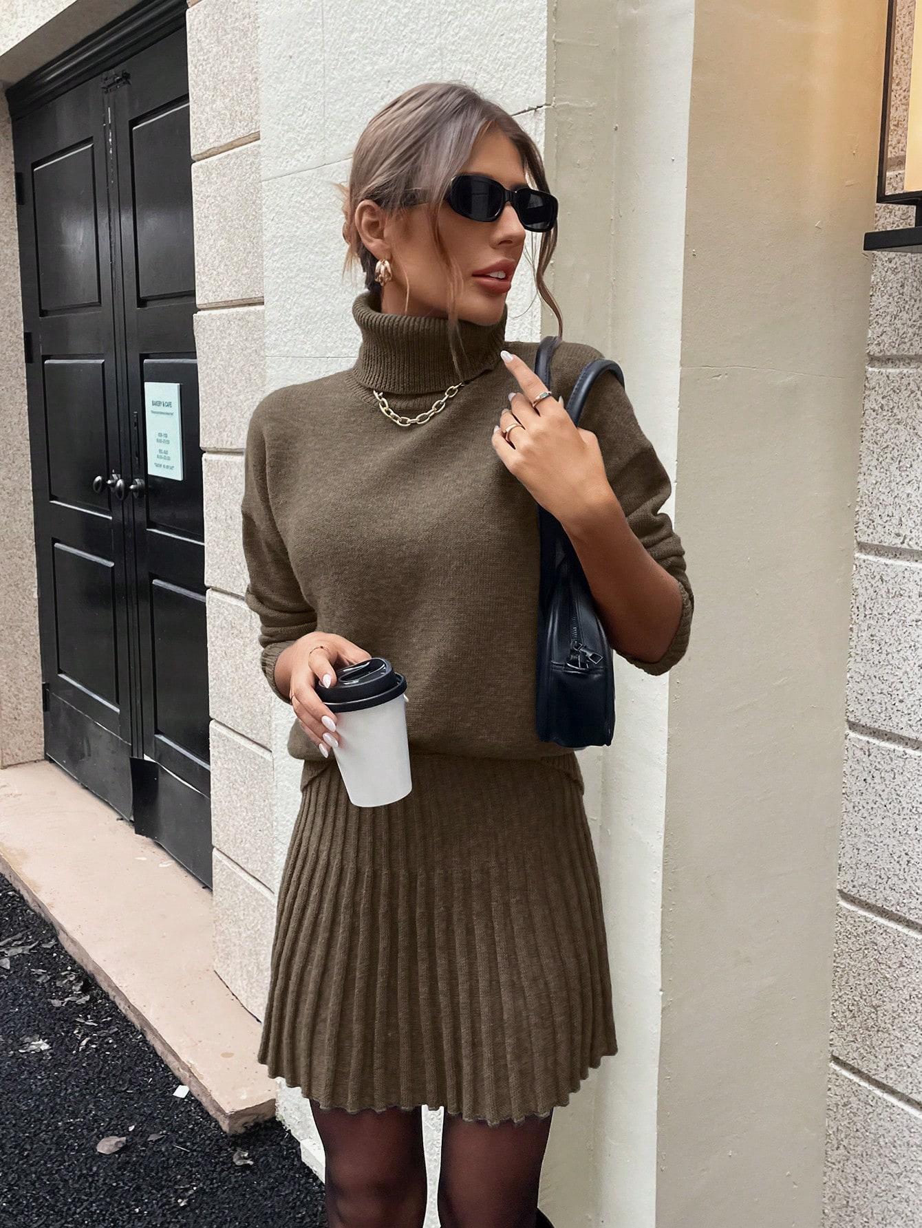  BRĄZOWY sweter golf