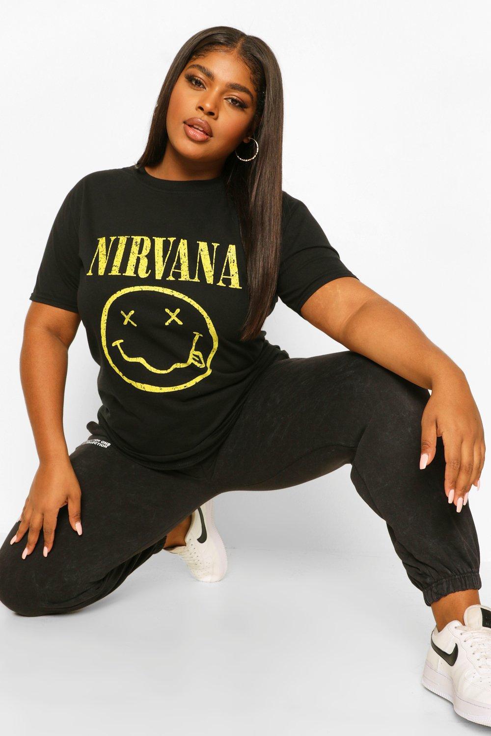 CZARNY T-SHIRT NADRUK OVERSIZE NIRVANA