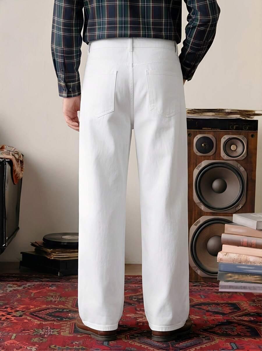 BIAŁE PROSTE SPODNIE jeans